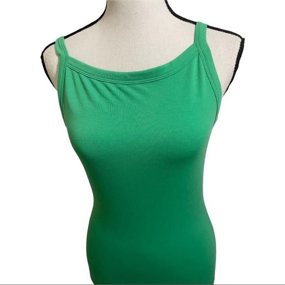 Sky to moon fitted dress size large. Open low back. Square front neck green LG - Picture 3 of 11
